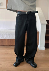 [Unisex] ハンドコーティングワイドデニムパンツ