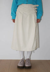 CORDUROY BUCKLE WRAP SKIRT