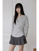 プラケット リブド ティーシャツ(GREY)