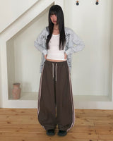 チョキングトラックバンディングストラップワイドトレーニングロングパンツ