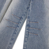 ウォッシングピンタックナッピングワイドフィットデニムパンツ [BLUE]