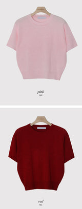 Round Basic Short Sleeve Knit (8color)
