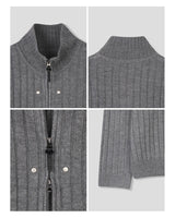 (UNISEX) Rivet Ribbed Knit Zip-Up
