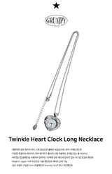 Twinkle Heart Clock Long Necklace