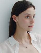 26SS★ Champagne Full Moon Silver (C) Duo Earrings S