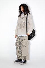 Knitted camouflage patchwork straight silhouette workwear half skirt for summer