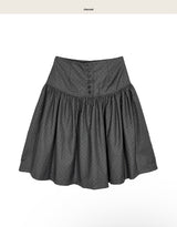 cheek dot flare button midi sk