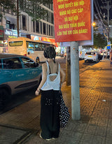 Punching eyelet string wide pants