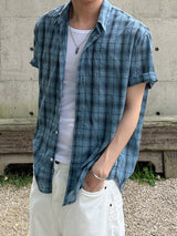 Linen check half shirts