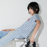 メロウモーメント ストライプTシャツ（SkyBlue)