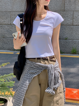 Slim Crop Short Sleeve T-Shirt (4color)