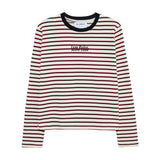 スリーブTシャツ クリーム/バーガンディー