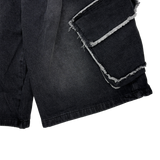 raw-edge cargo bermuda shorts