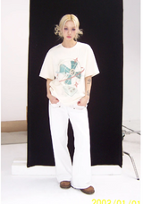 プリントラウンドネック半袖Tシャツ