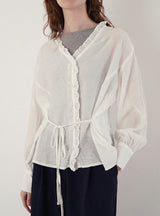 Frill v-neck blouse