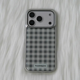 Checkered Matcha Silver Epoxy Case