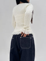 [BODY SHAPING] HIP FRINGE SOFT-FIT SLIM KNIT V-NECK CARDIGAN - 2 COLOR