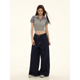 Retro Cropped Knit Polo Top