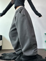 フリースビビットピグメントワイドロングバルーンオーバーパンツ🩶❤🖤3カラー
