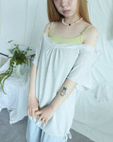 SORBET LOOSE OFF-SHOULDER SHORT SLEEVE T-SHIRT