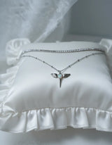 [NMIXX Jiwoo Necklace/Anti-tarnish] Angelic Wand Layered Necklace - Silver Color