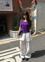 Taeyu Color Button Short Sleeve Tee