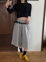 [Unisex] ベルト付きスウェットバミューダパンツ(3color)