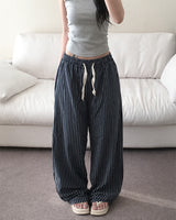 [Unisex/Summer Pants] レブリネンストライプ バンディングパンツ (4 colors)