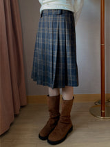  CHECK LOOP PLEATS SKIRT