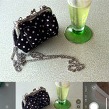[Black.ver] リボンポルカドットフレームミニバッグ (handmade bag)