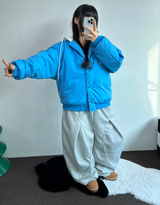 キディリング ポイント フロントプリーツ バルーンパンツ💙🩶🖤 - 3カラー