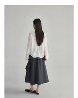 Soft ruffle striped asymmetrical flare skirt