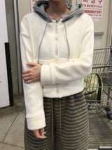 ベアリー カラーブロック クロップフーディー（2色）