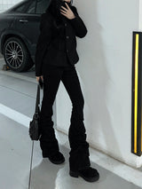 Long leg shirring silhouette pants