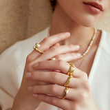 Dome Plain 925 Silver + 14k gold plating Ring R058-05G