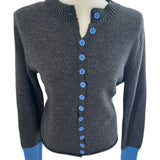 Page Unbalanced Button Color Block 長袖ニットカーディガン (3 Colors)