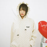 Dot Ruffle Hoodie - IVORY