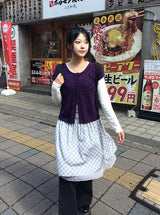 Soel Check Chiffon Midi Skirt