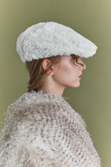 FLAT CAP IN CREAM FUR PASTRY
