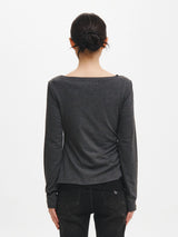 DRAPE SHIRRING LONG SLEEVE T-SHIRT