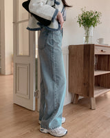 Peak wide denim pants
