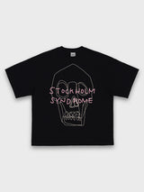 ラインスカルTシャツ - ブラック