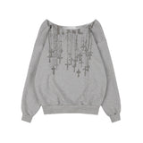 ネックレスワンショルダースウェットシャツ (メランジ) F25ZB037