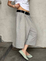 Two belt bermuda sweat pants(3color)