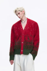 Gradient Rhinestone Cardigan Sweater
