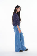 Back pocket flare denim pants