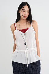 Lace gauze frill sleeveless