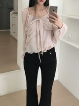 cheek ribbon blouse (2 colors)