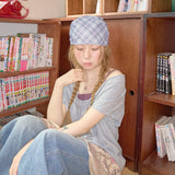 glitter check pattern scarf purple