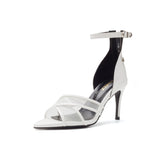 シアークロスストラップサンダルヒール(White)